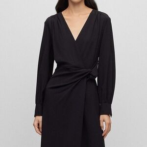Hugo Boss Wool-blend slim-fit dress with twist front